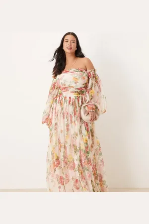Lace & Beads Tulle ruffle maxi dress in?? -Multi