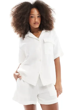 JJXX Oversized muslin shirt in white (part of a set)
