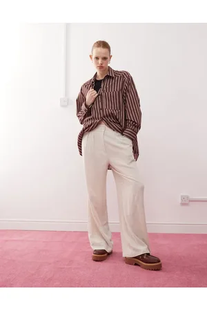 COLLUSION Tailored linen blend pants in -Neutral