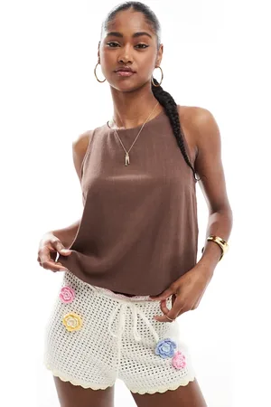 Stradivarius Relaxed rustic singlet in chocolate