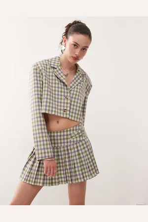 COLLUSION Tailored 90s pleated mini skirt in check (part of a set)-Multi
