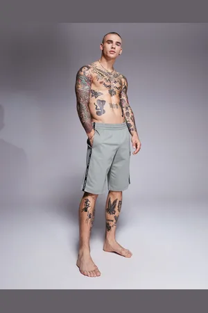 EA7 Armani cuffed sweat shorts with logo tape detail in sage green