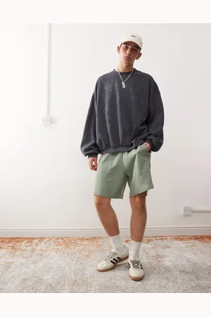 adidas Trefoil Essentials waffle shorts in green