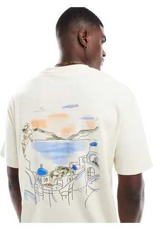 JACK & JONES Oversized heavyweight t-shirt with amalfi print in white
