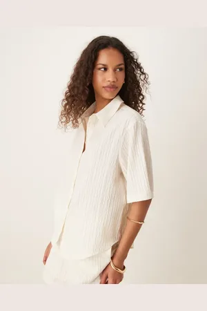 AWARE Textured relaxed shirt in white (part of a set)