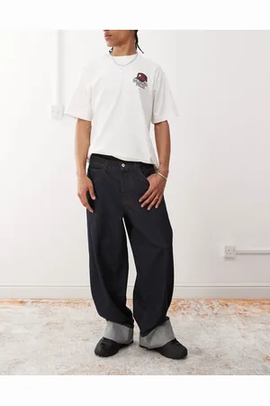 COLLUSION Baggy jeans with turn up hem in -Navy