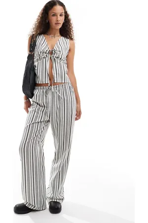 COLLUSION Elastic waist woven look pants in stripe (part of a set)