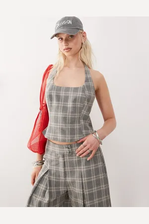 COLLUSION Tailored halter top in multi (part of a set)
