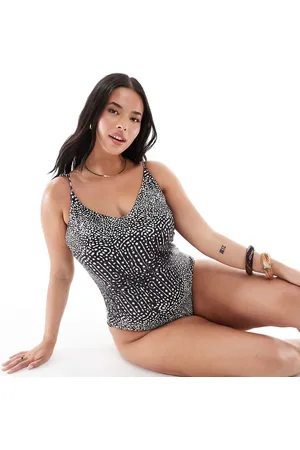 Pieces® Pieces Curve square neck swimsuit in stingray print-Multi