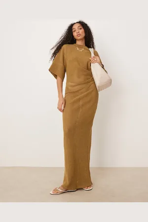 ASOS Crochet t-shirt tuck midi dress in -Green