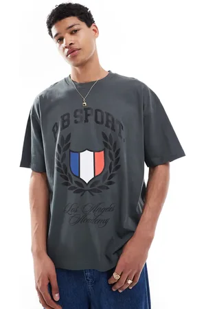 ASOS Oversized t-shirt with sports graphic in charcoal-Grey