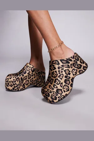 AZALEA WANG Teatree platform heeled mules in print-Multi