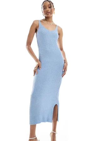 ONLY Knitted midaxi dress in light blue