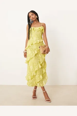 Pretty Lavish Cross front ruffle midaxi dress in -Green