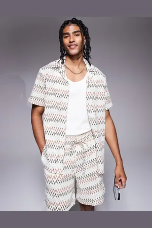 South Beach Short sleeve beach shirt in zig zag stripe