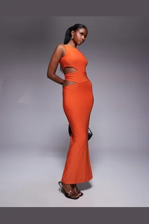 Missyempire Missy Empire double-sculpted slinky side cut-out maxi dress in