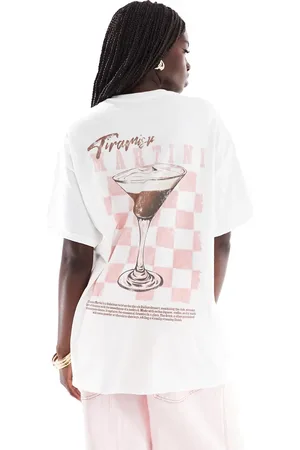 Miss Selfridge Oversized rustic martini graphic tee in