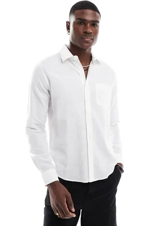 Only & Sons Relaxed fit linen mix long sleeve shirt in -Green
