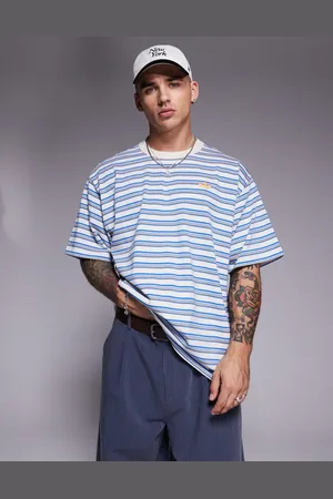 adidas Striped t-shirt in blue