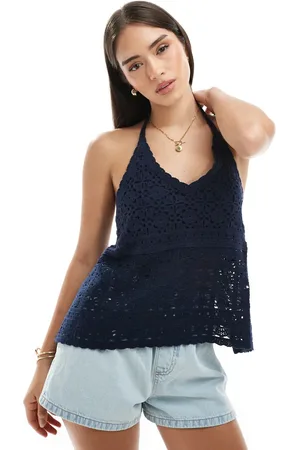 Hollister Crochet halterneck top in -Green