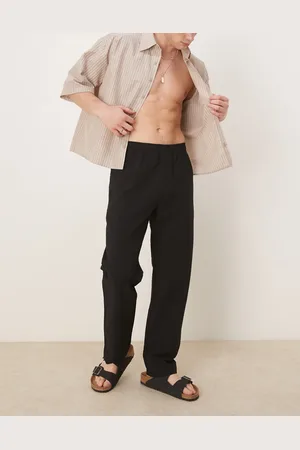 SELECTED Straight fit seersucker pants in