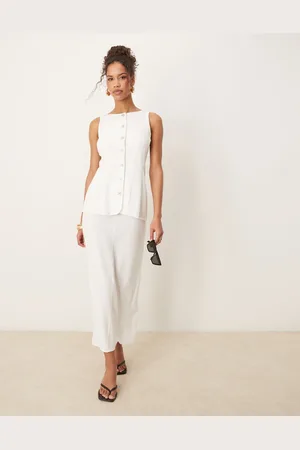 ASOS Linen waistcoat detail midi dress in