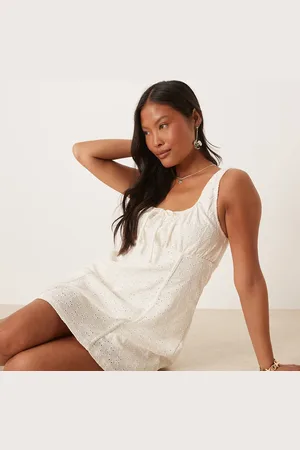 VILA Broderie milkmaid style mini dress in