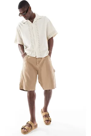 JACK & JONES Baggy fit carpenter shorts in tan-Brown