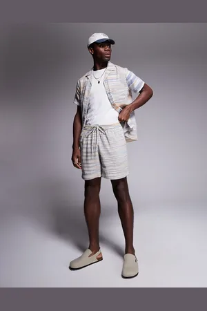 South Beach Drawstring beach shorts in neutral stripe