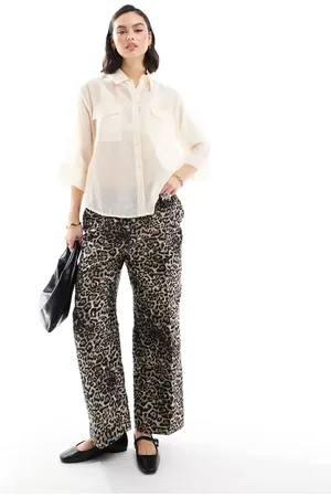 JDY Sheer 3/4 length sleeve shirt in -Neutral
