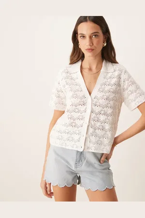Abercrombie & Fitch Relaxed textured polo shirt in shell print-Neutral