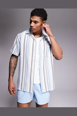 South Beach Short sleeve beach shirt in multi stripe