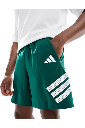 adidas Adidas Training Essentials gym 3 stripe shorts in dark green