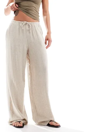 JJXX Linen blend pants in beige stripe-Neutral
