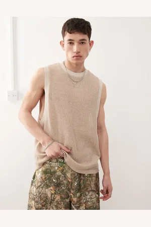 Reclaimed Crochet dropped armhole tank in -White