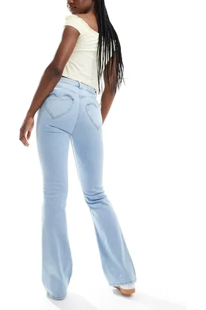 Miss Selfridge Heart pocket flare jeans in -Blue