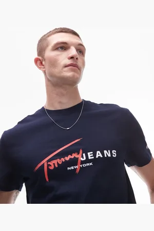 Tommy Hilfiger Signature logo t-shirt in navy and red