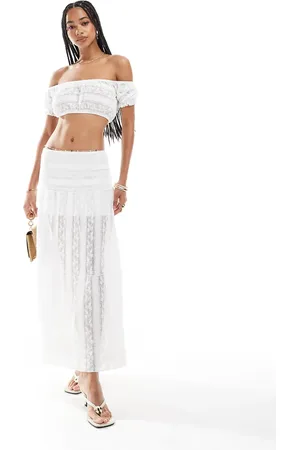 Pull&Bear Lace tiered maxi skirt in (part of a set)