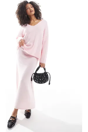 Pieces® Fluffy knitted maxi skirt in (part of a set)