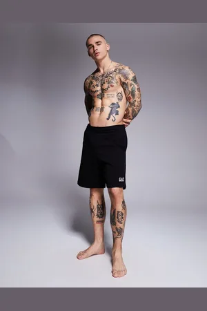EA7 Armani logo trackie shorts in navy