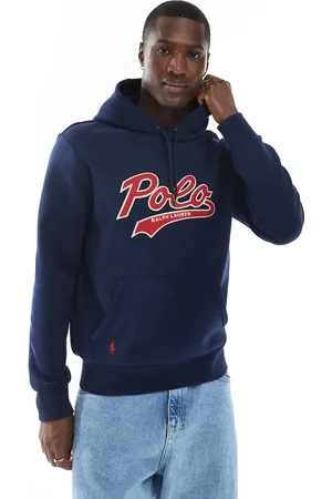 Ralph Lauren Collegiate towelling logo hoodie in navy