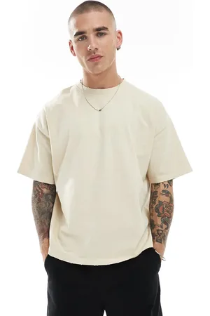 Pull&Bear Destroyed boxy t-shirt in -Neutral