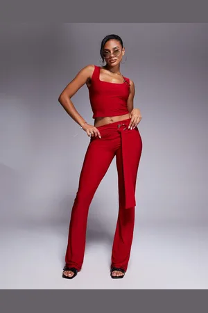 Kaiia Exclusive slinky gold hardware belt detail pants in (part of a set)
