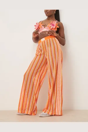 adidas Crochet track pants in pink and orange