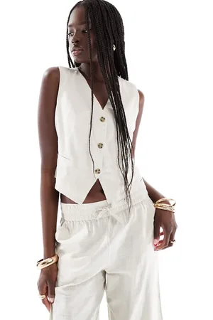 VERO MODA Tailored waistcoat co-ord in stone-Neutral