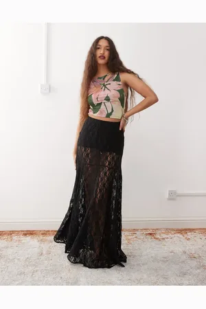 Amy Lynn Sheer lace godet skirt in