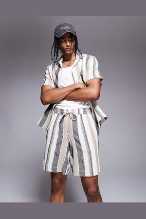 South Beach Drawstring textured beach shorts in stripe