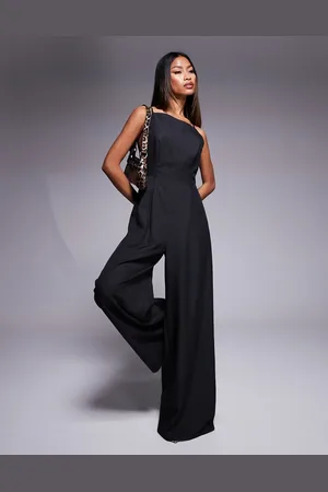 ASOS High neck structured jumpsuit with side splits in -Grey