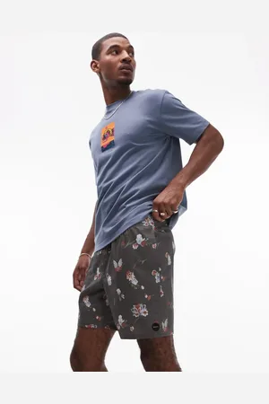 RVCA Barnes elastic waist swim shorts in black floral print