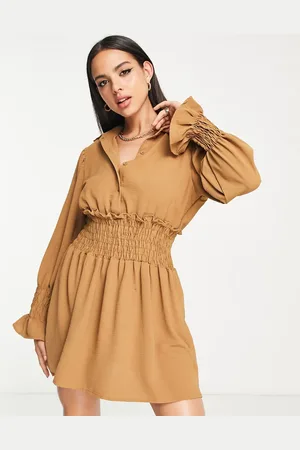 Ax Paris Elasticated waist mini dress in -Neutral